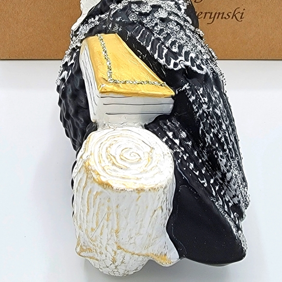 New Black Owl Christmas Ornament Handmade Mouth-Blown Glass - Picture 4 of 4